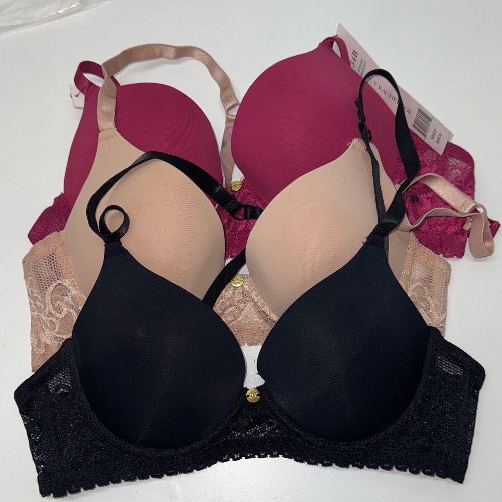 🔥Rachel Zoe Women's Lace Bra Set - Black, Beige, and Burgundy Sz 34B New